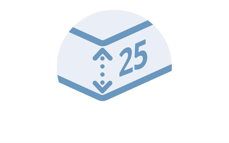 Jusqu'à 25 cm