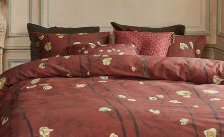 Housse de couette rouge motif floral