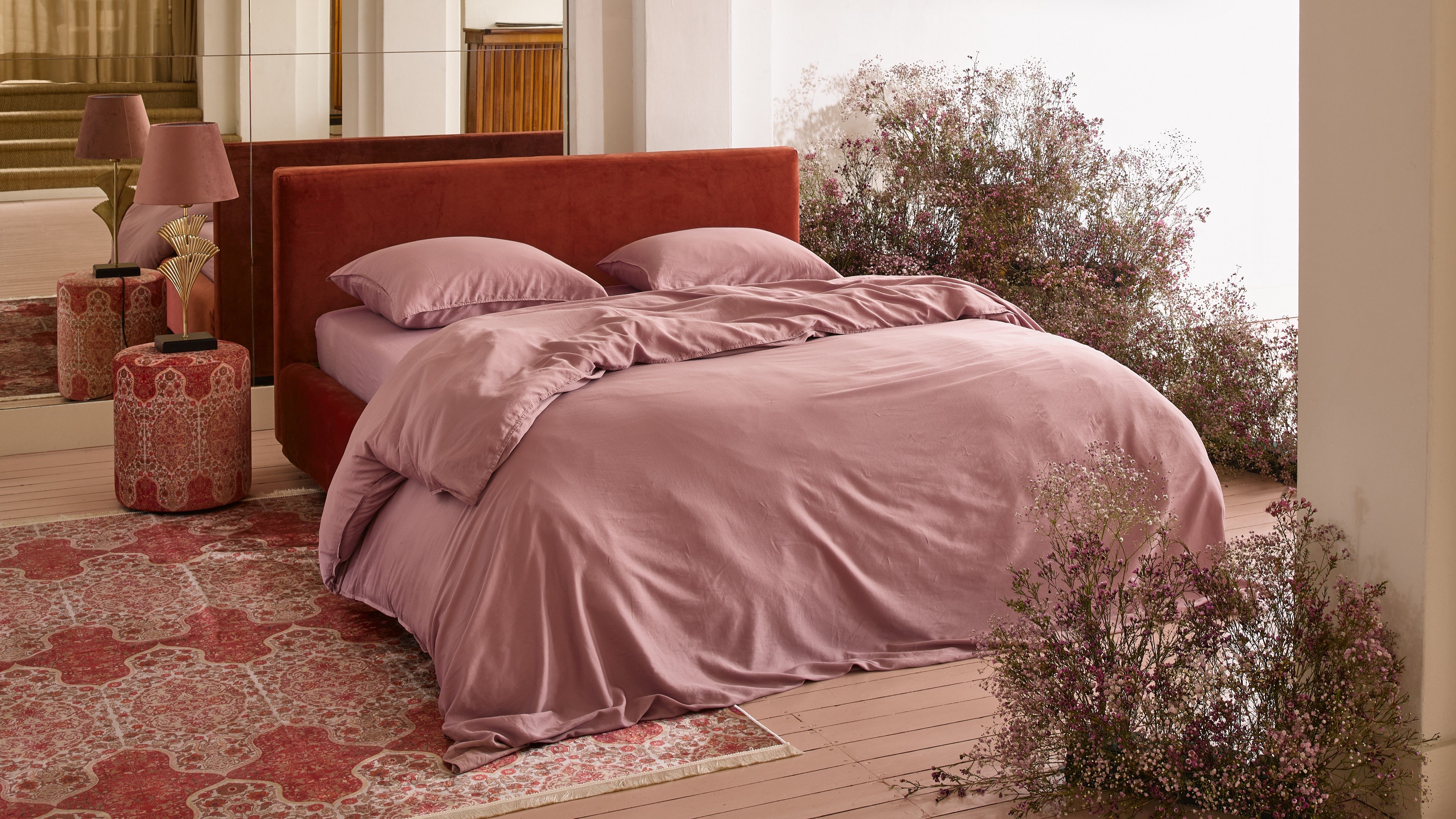 Housse de couette rose