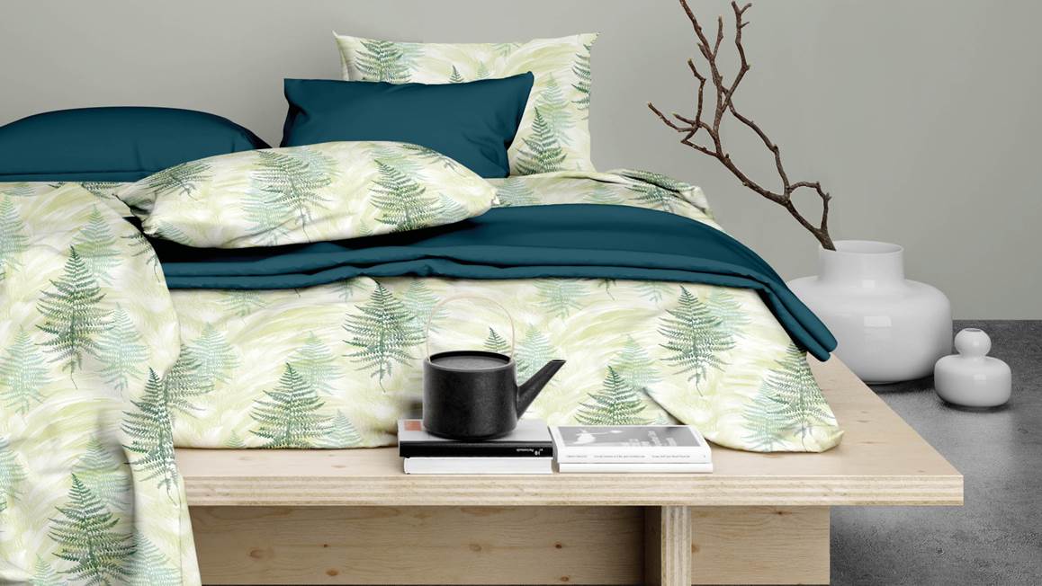 Satin d'Or Felci housse de couette vert