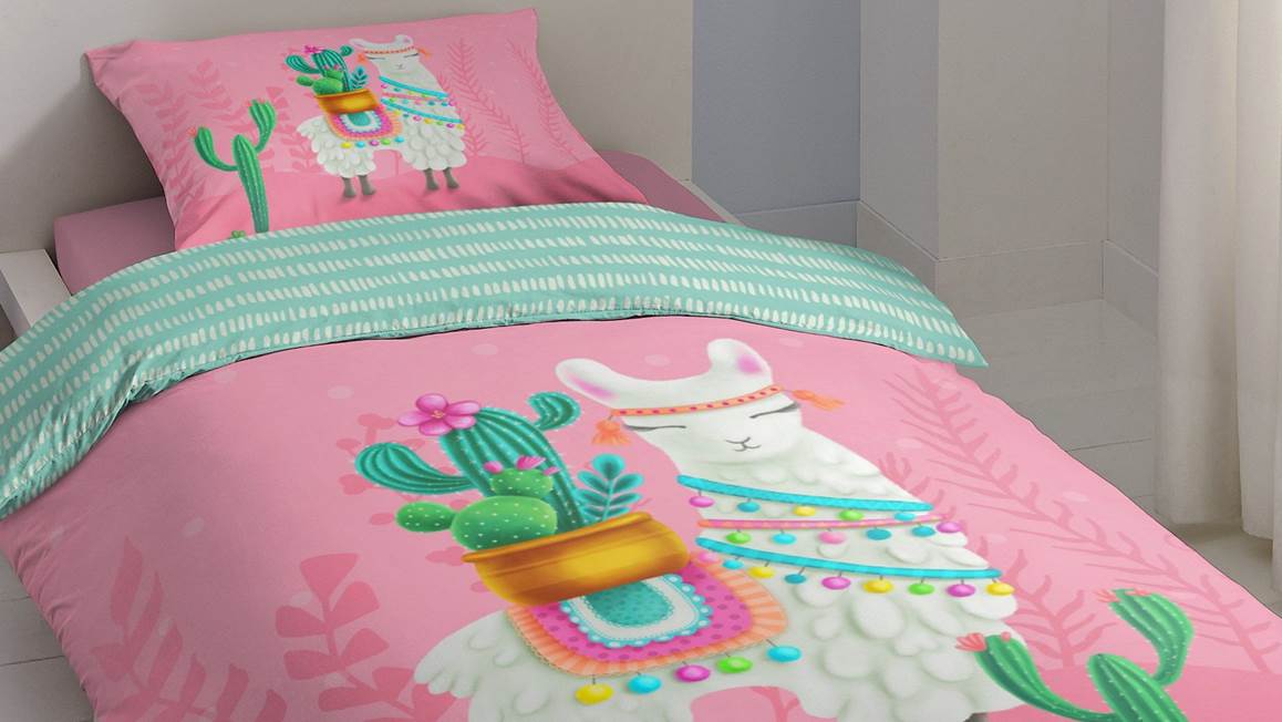 Good Morning Lalama housse de couette rose