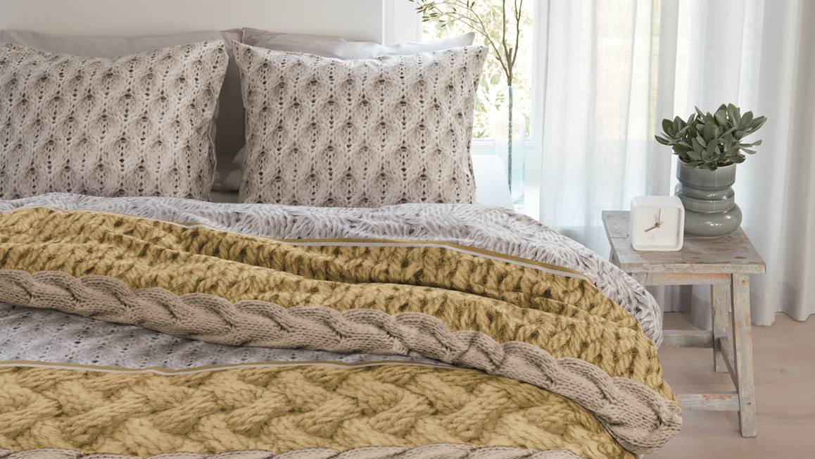 Snoozing Cardiff housse de couette en flanelle ocre