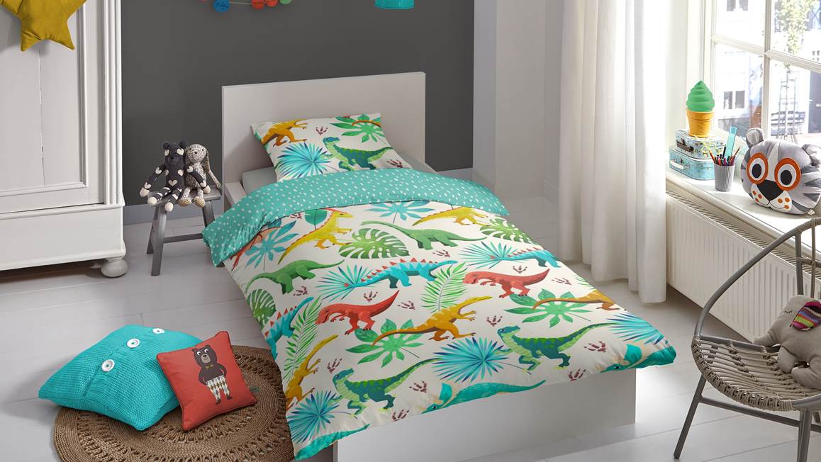 Good Morning Dinos housse de couette multicolore