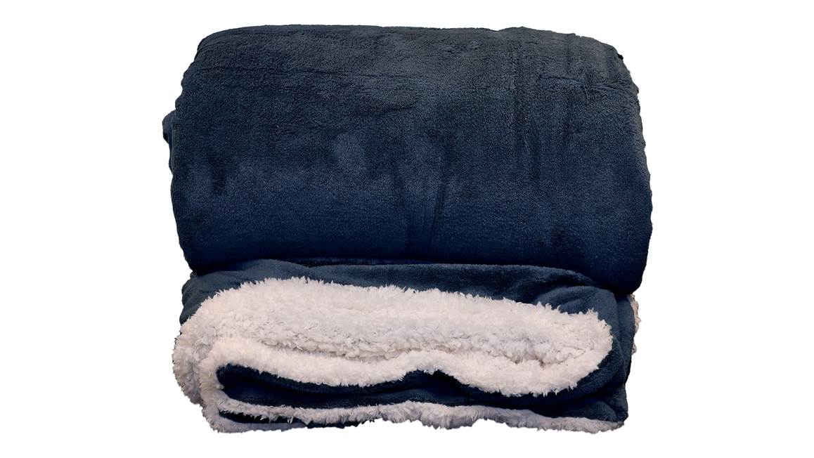 Unique Living Lars plaid polaire XL bleu foncé