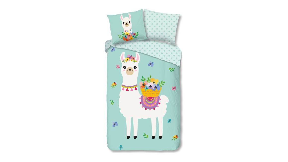 Good Morning Lama housse de couette menthe
