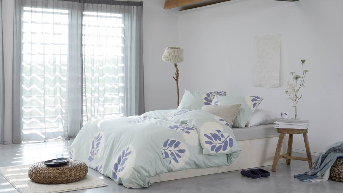 Walra Recyclé Feuilles Bleues housse de couette