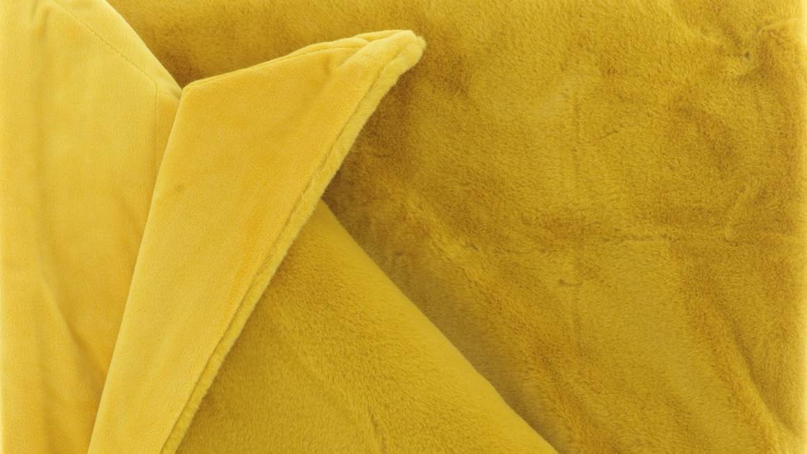 Unique Living Colas plaid polaire jaune bambou