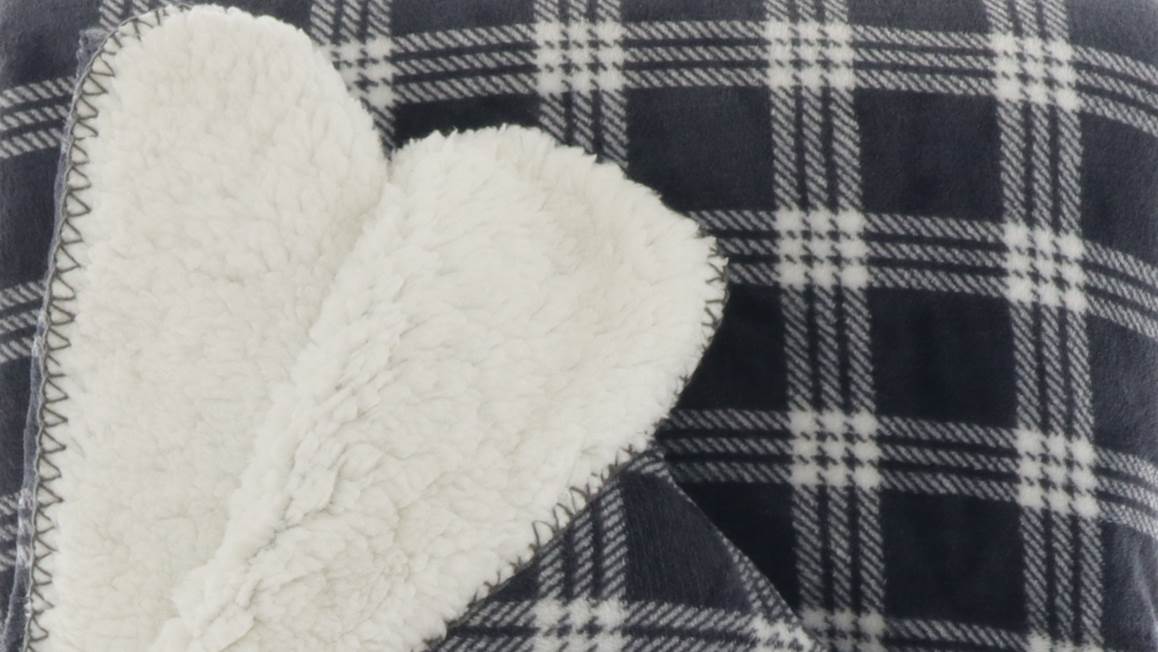 Unique Living Téo plaid polaire vert gris