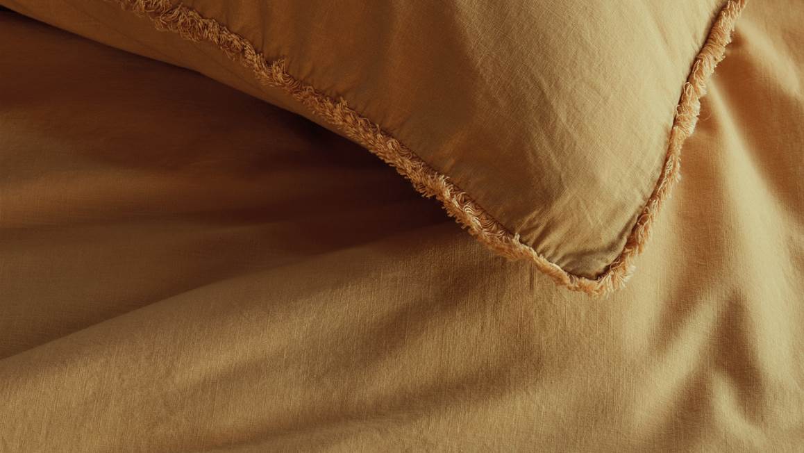 VT Wonen Stone Wash Froncé housse de couette jaune