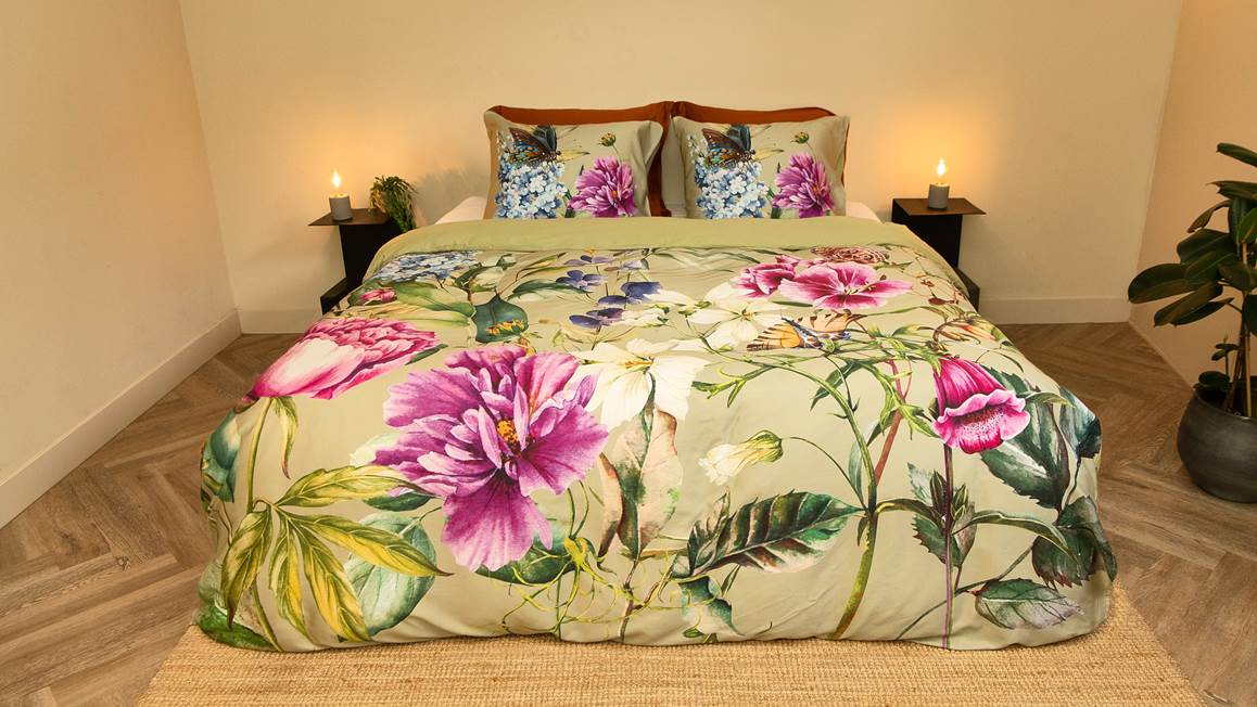 Snoozing Verdure Fleurie housse de couette vert
