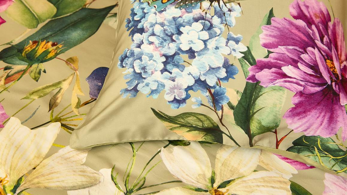 Snoozing Verdure Fleurie housse de couette vert