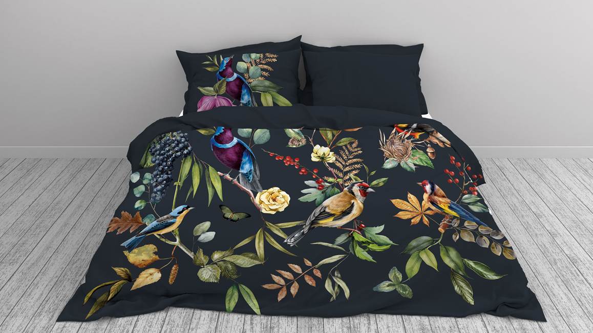 Snoozing Chant d'Oiseau housse de couette bleu foncé