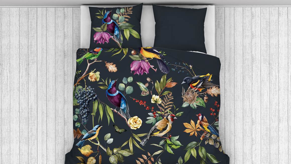 Snoozing Chant d'Oiseau housse de couette bleu foncé