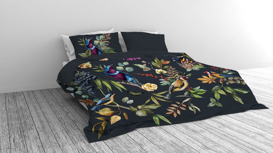 Snoozing Chant d'Oiseau housse de couette bleu foncé
