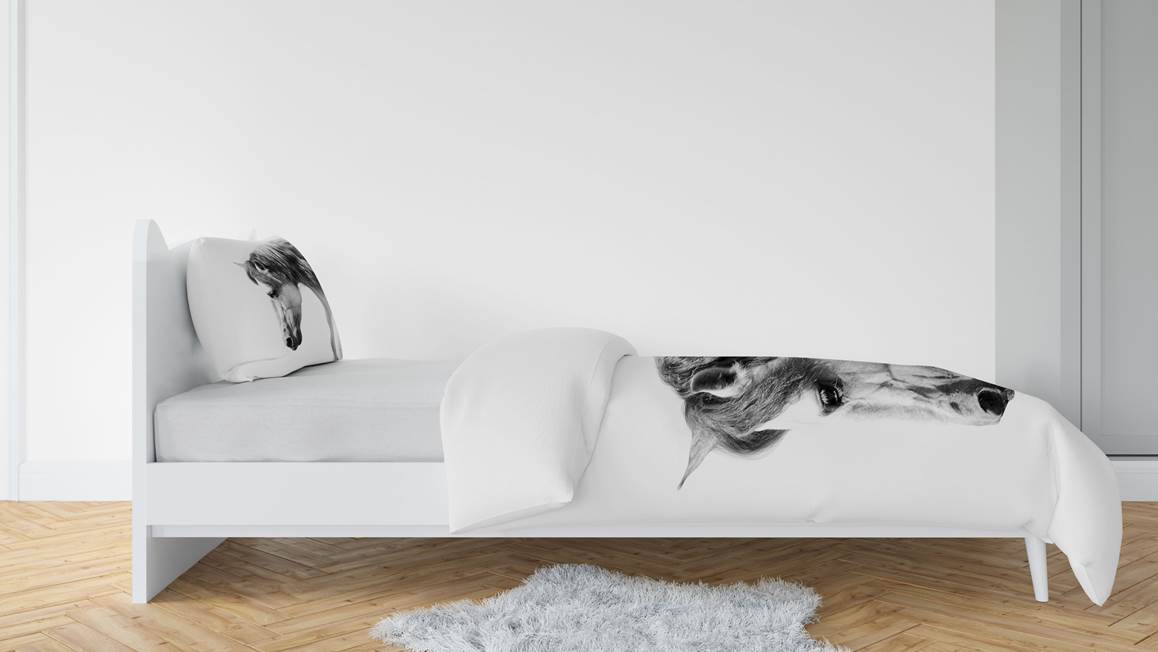 Snoozing Cheval Blanc housse de couette en flanelle blanc