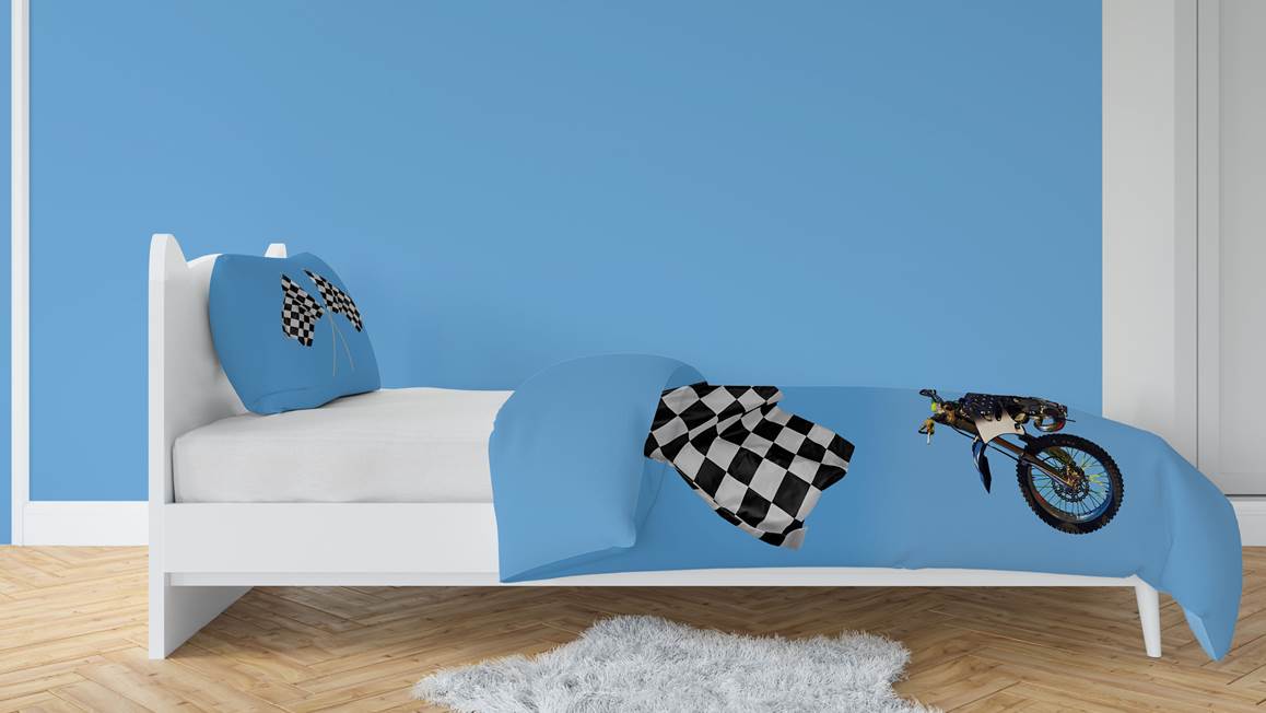 Snoozing Jelte housse de couette en flanelle bleu