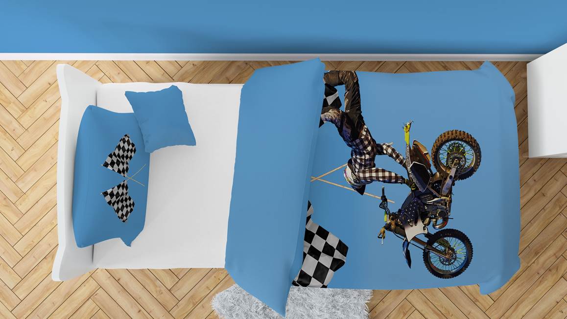 Snoozing Jelte housse de couette en flanelle bleu