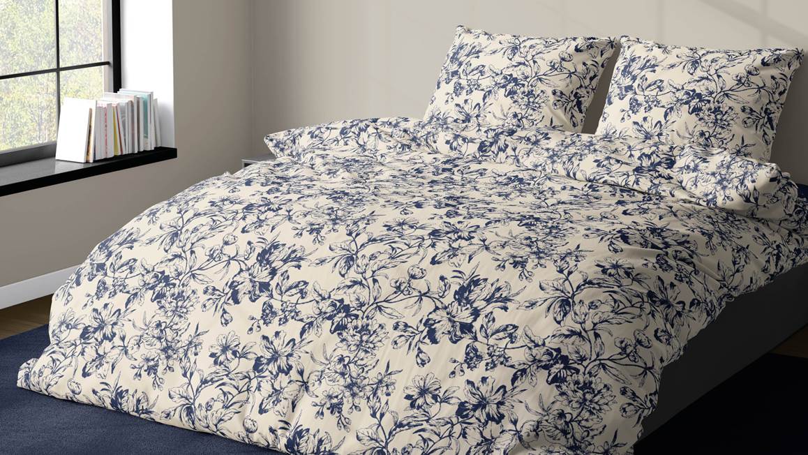 Satin d'Or Guirlande housse de couette bleu marine