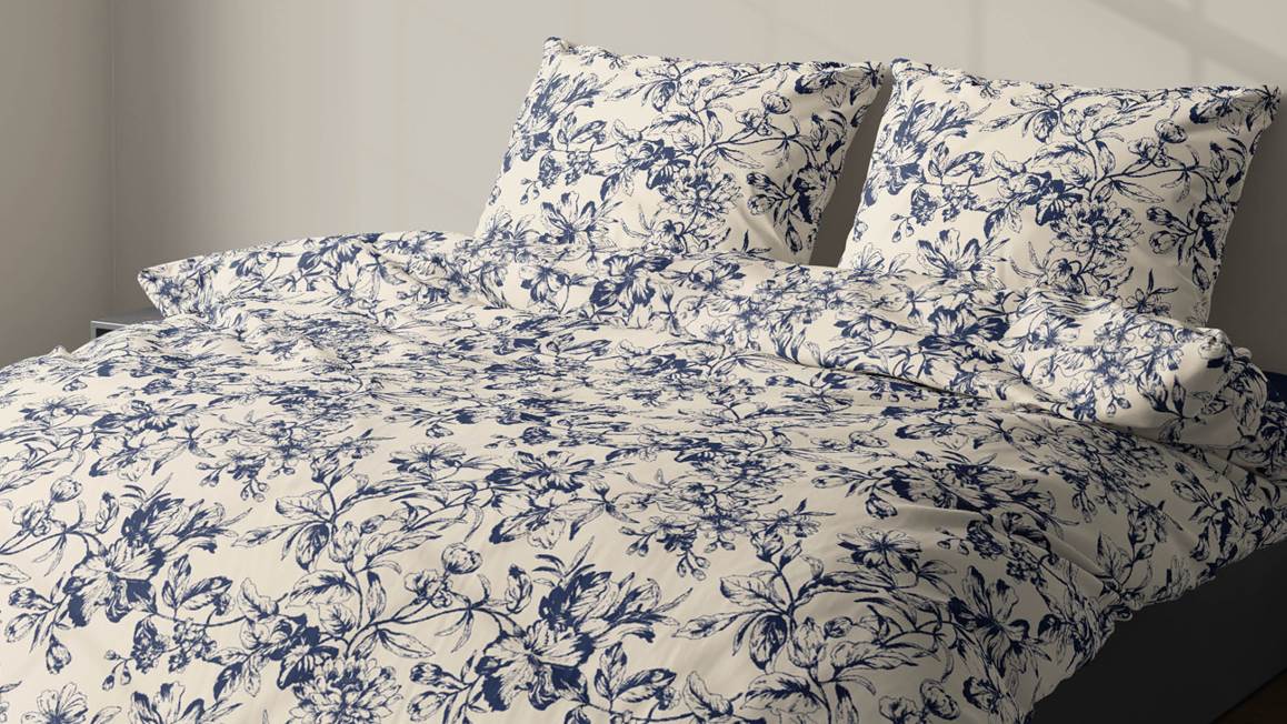 Satin d'Or Guirlande housse de couette bleu marine