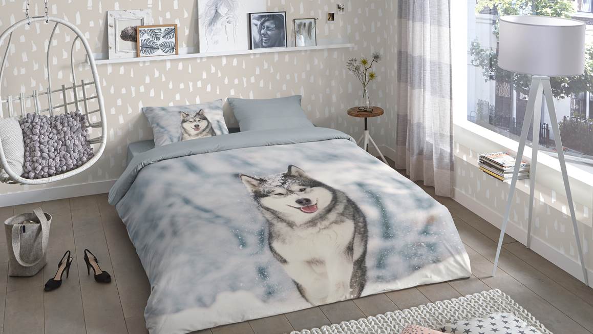 Good Morning Husky housse de couette en flanelle
