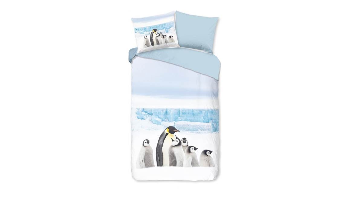 Good Morning Pingouin housse de couette en flanelle – Blanc 