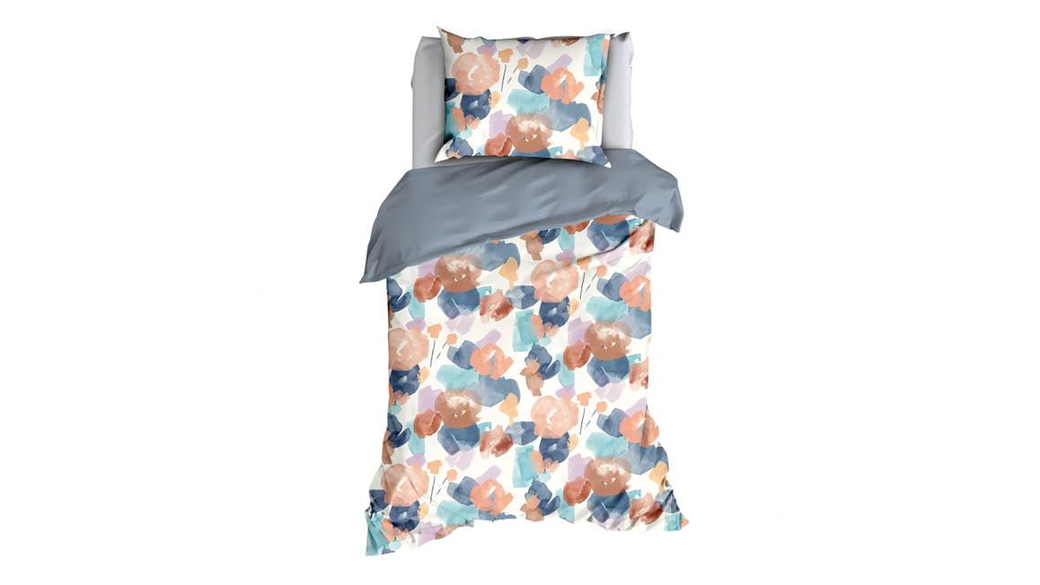 Satin d'Or Murillo housse de couette bleu brouillard
