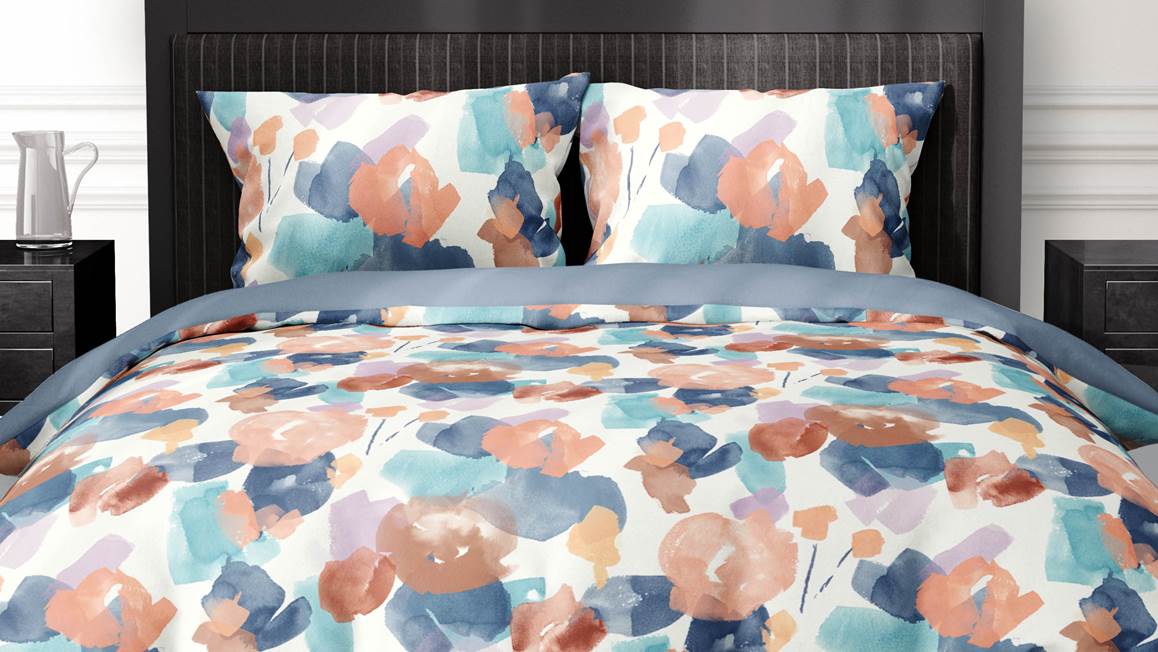 Satin d'Or Murillo housse de couette bleu brouillard