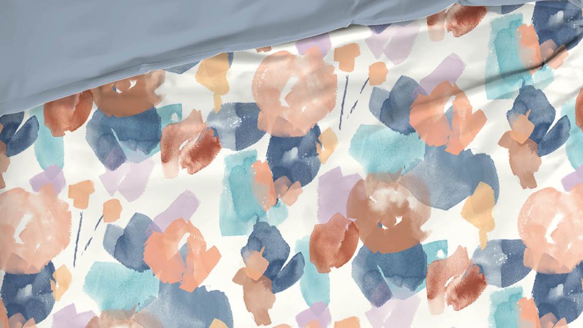 Satin d'Or Murillo housse de couette bleu brouillard