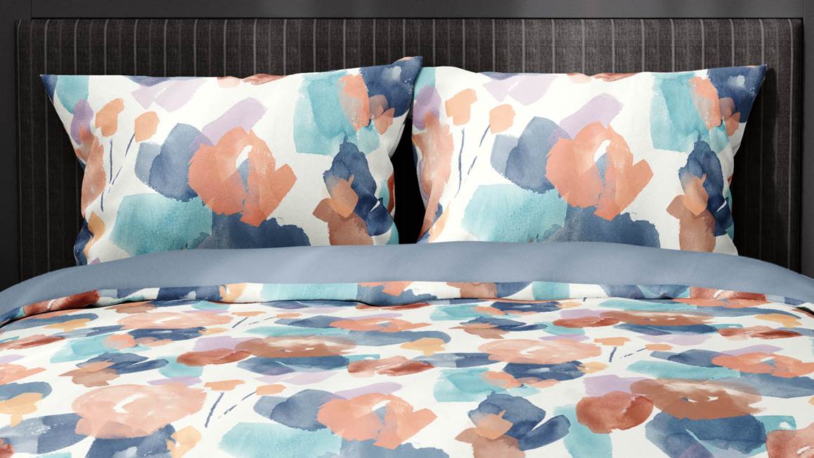 Satin d'Or Murillo housse de couette bleu brouillard