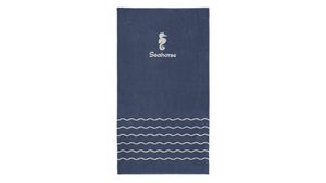 Serviette De Plage Grande Taille Seahorse 'Amalfi' - Coton égyptien 350g/m², Velours Doux - Bleu