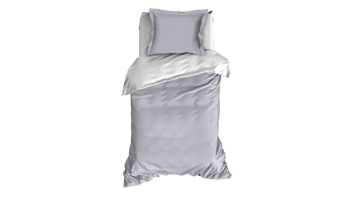 Romanette Comtesse housse de couette en flanelle argent/blanc
