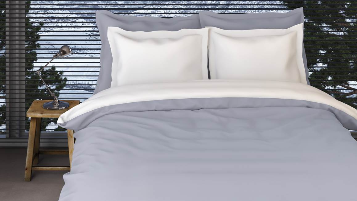 Romanette Comtesse housse de couette en flanelle argent/blanc