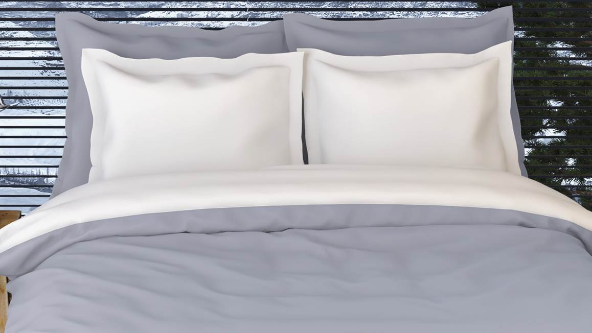 Romanette Comtesse housse de couette en flanelle argent/blanc