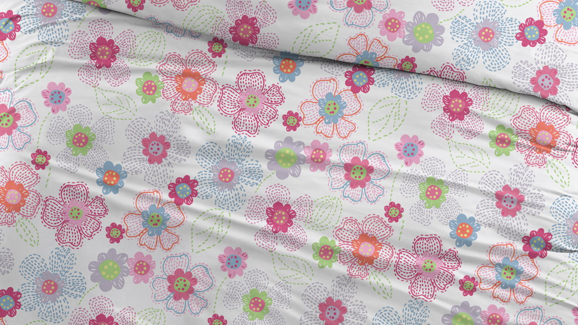 Snoozing Fleurs housse de couette en flanelle