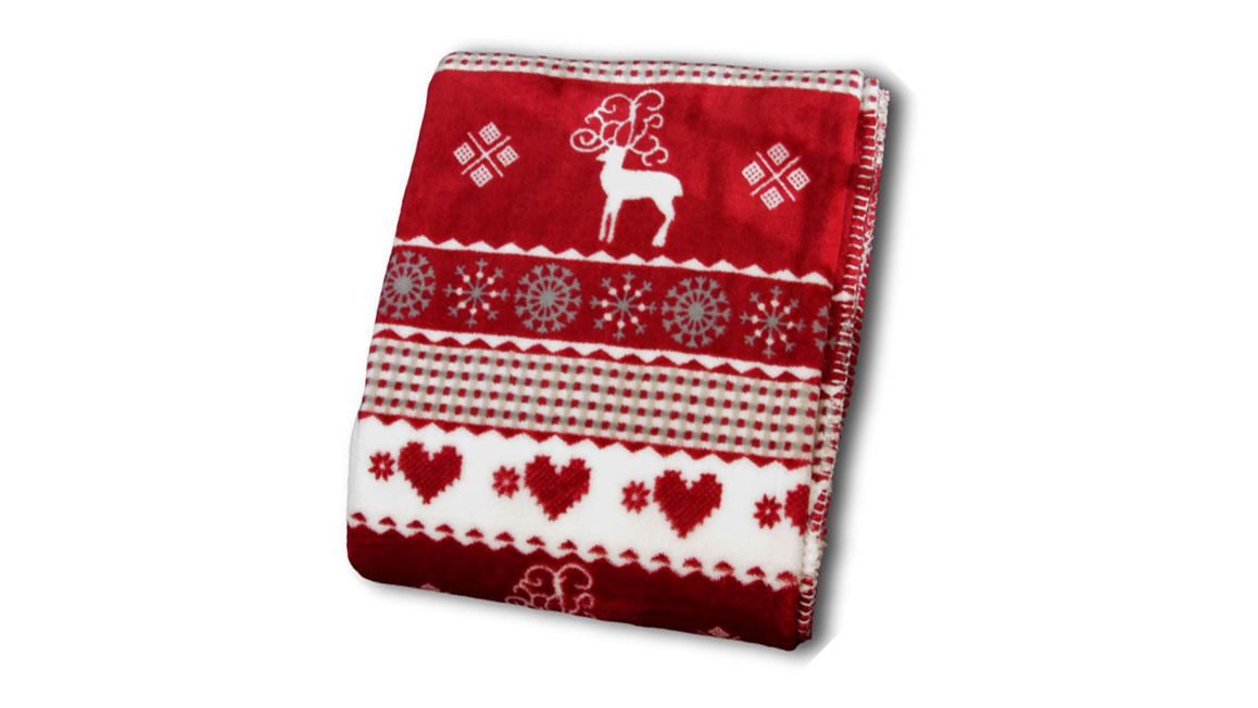 Unique Living Winter plaid polaire rouge