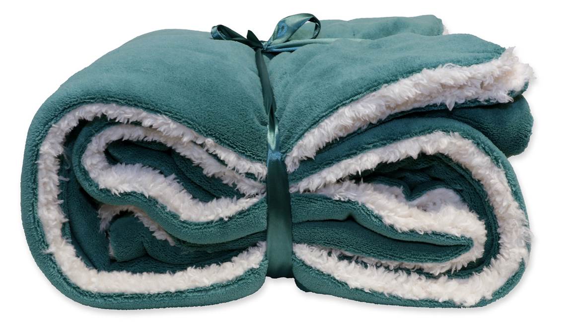 Unique Living Lars plaid polaire vert bleu