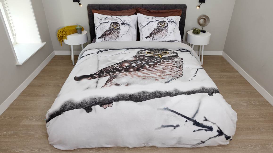 Snoozing Chouette housse de couette en flanelle sable