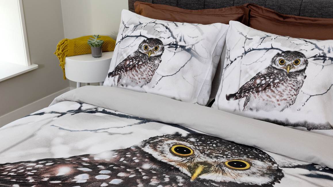 Snoozing Chouette housse de couette en flanelle sable