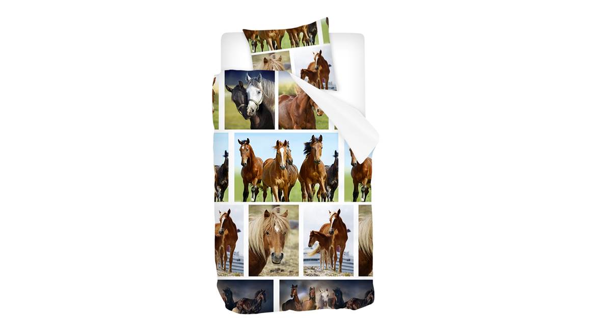 Snoozing Chevaux sur la Plage housse de couette en flanelle