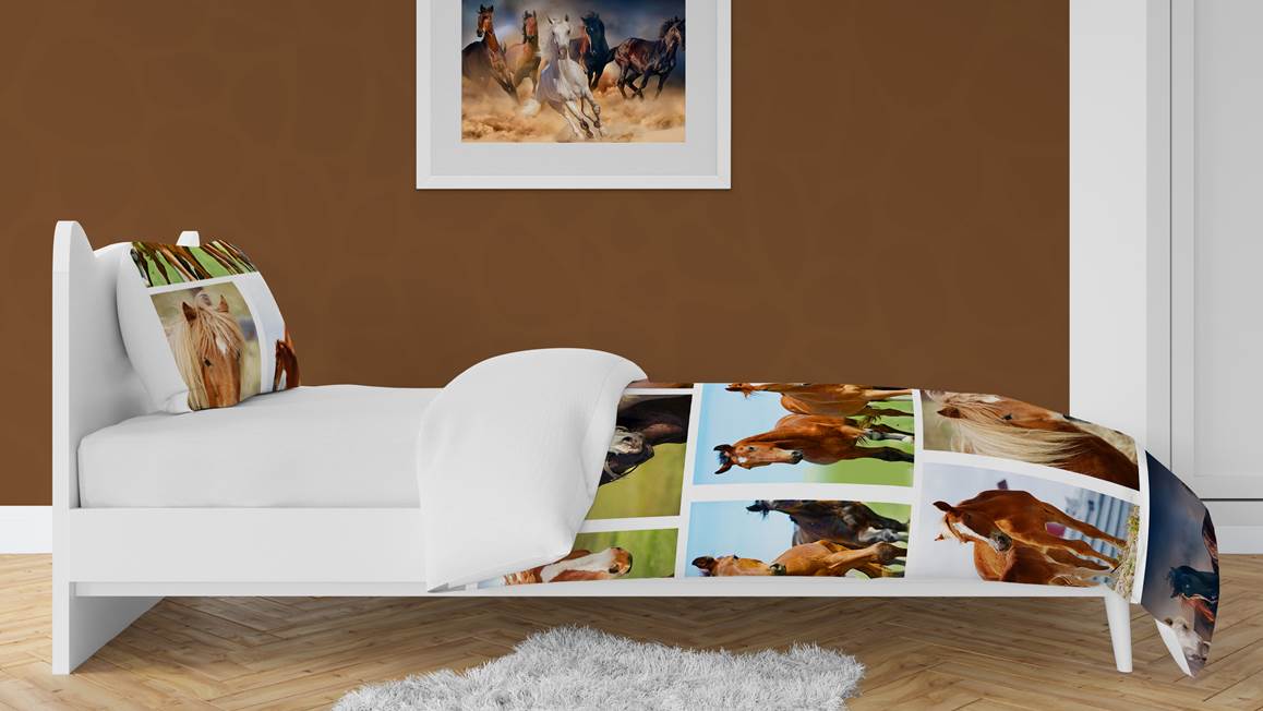 Snoozing Chevaux sur la Plage housse de couette en flanelle