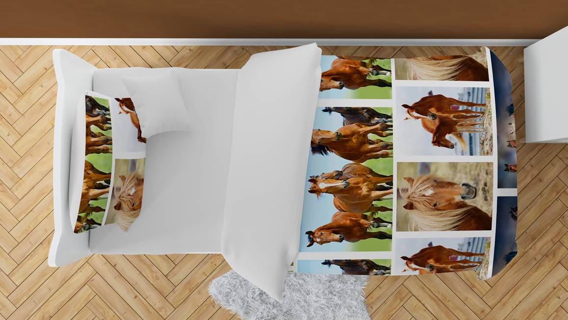 Snoozing Chevaux sur la Plage housse de couette en flanelle