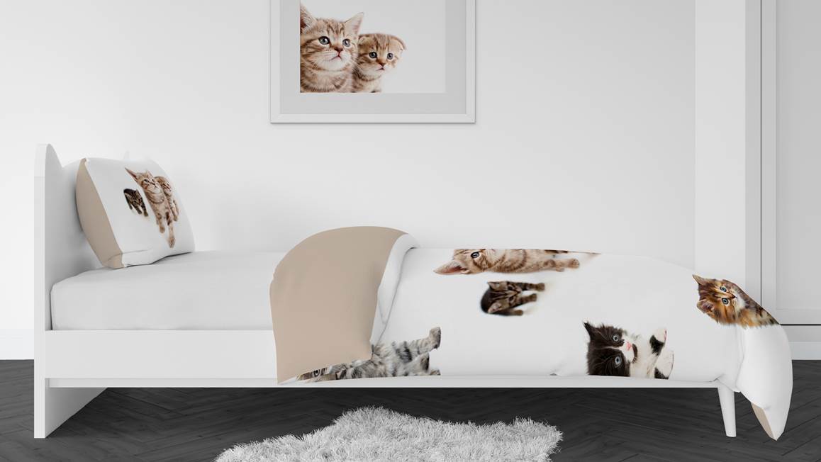 Snoozing Kittens housse de couette en flanelle multicolore