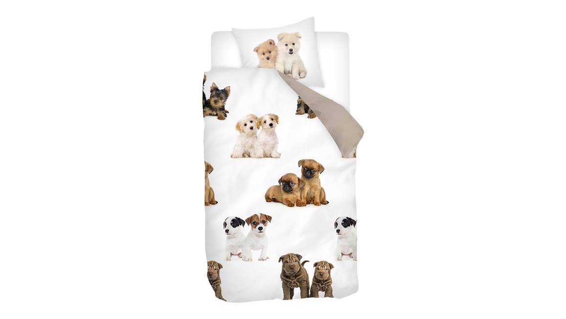 Snoozing Puppies housse de couette en flanelle multicolore
