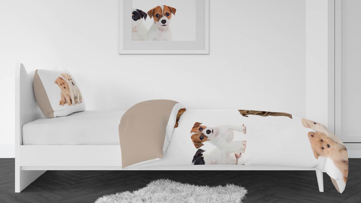 Snoozing Puppies housse de couette en flanelle multicolore