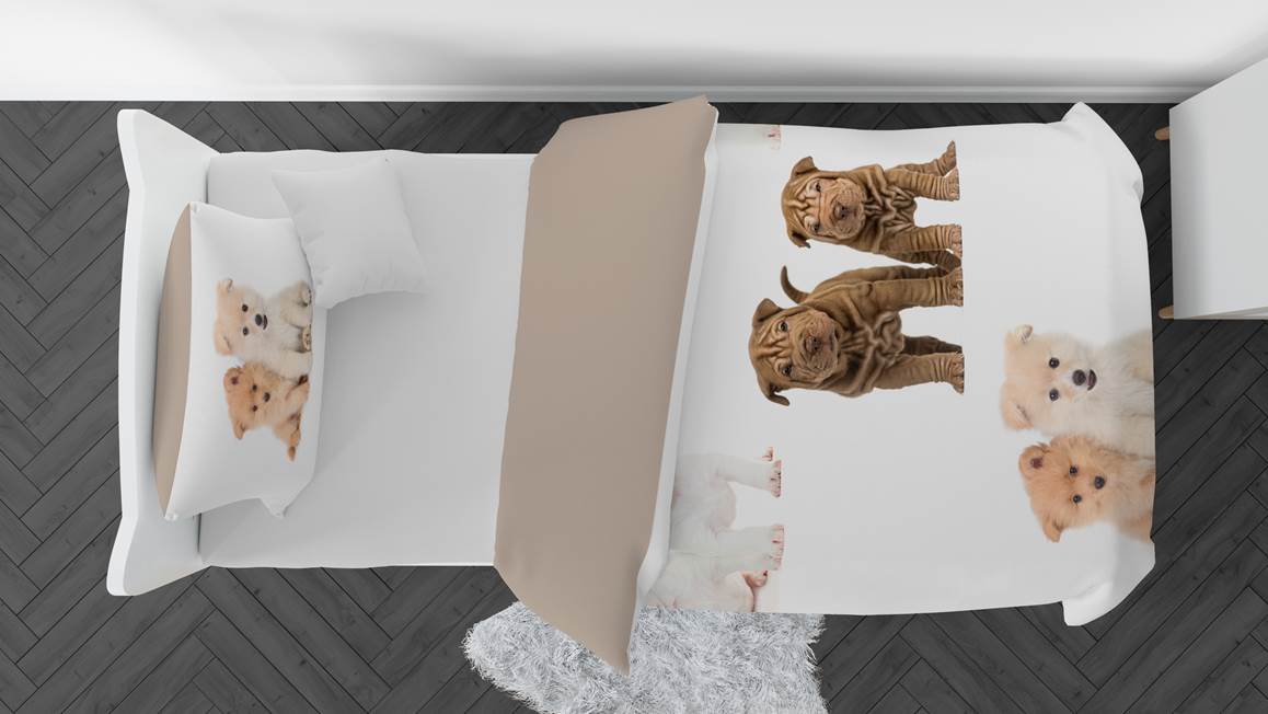 Snoozing Puppies housse de couette en flanelle multicolore