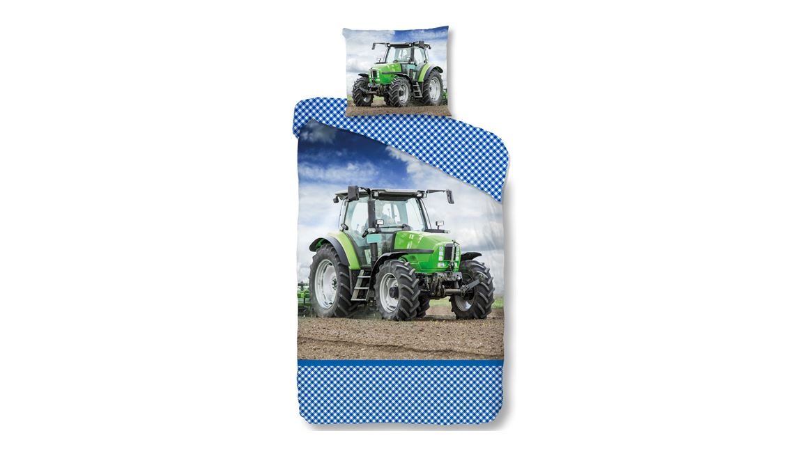 Good Morning Tracteur housse de couette enfant vert