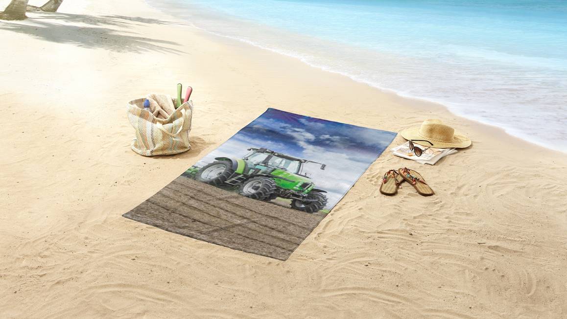 Good Morning Tracteur serviette de plage vert
