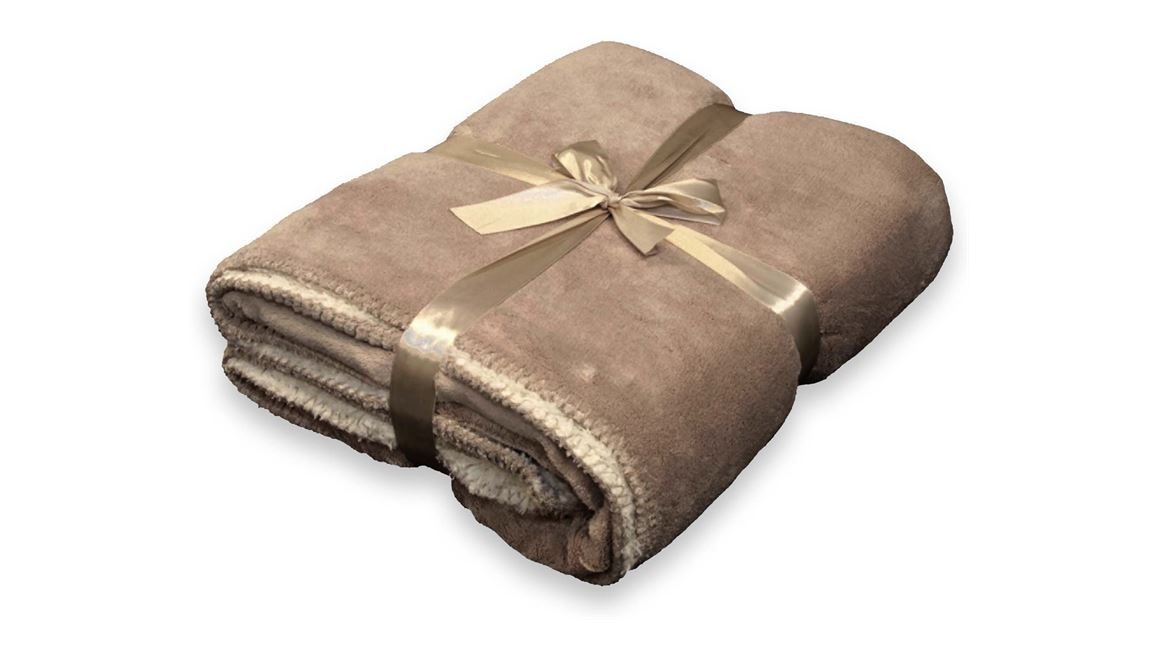 Unique Living Coby plaid polaire taupe chaleureux