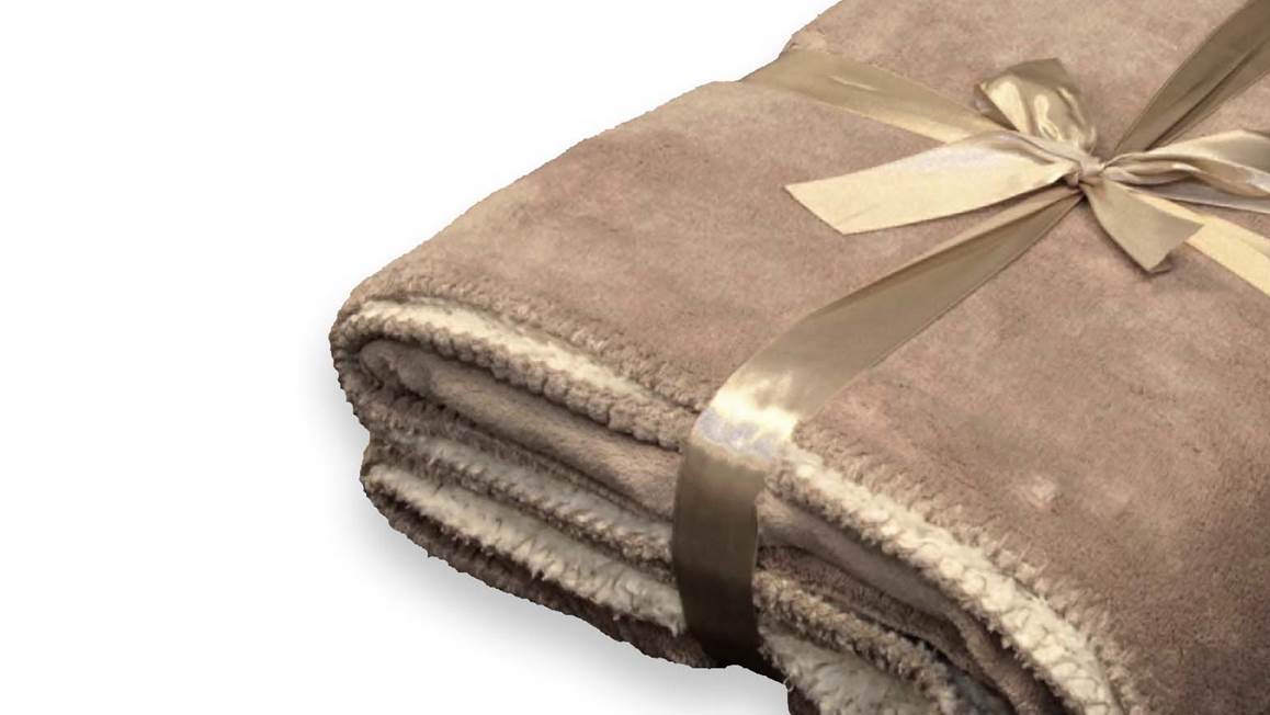 Unique Living Coby plaid polaire taupe chaleureux