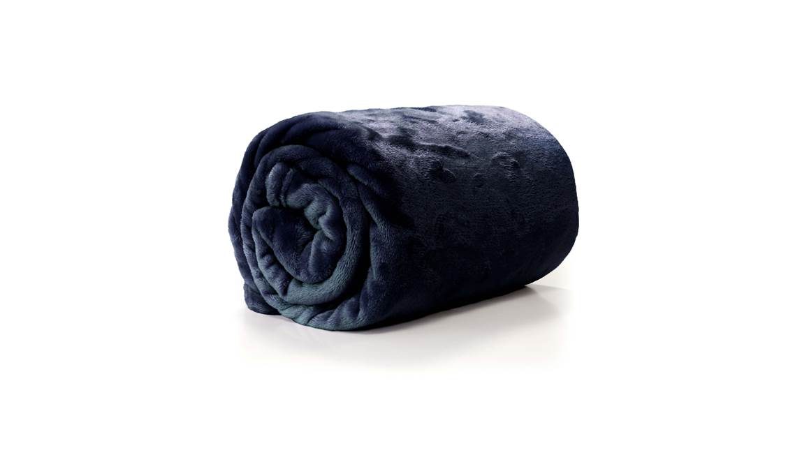 Unique Living Enzo plaid polaire bleu foncé